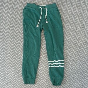 Sol Angeles Green Kids Sweatpants with White Stripes